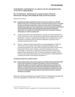 Conforming Amendments to PSAs and Related Material Arising .